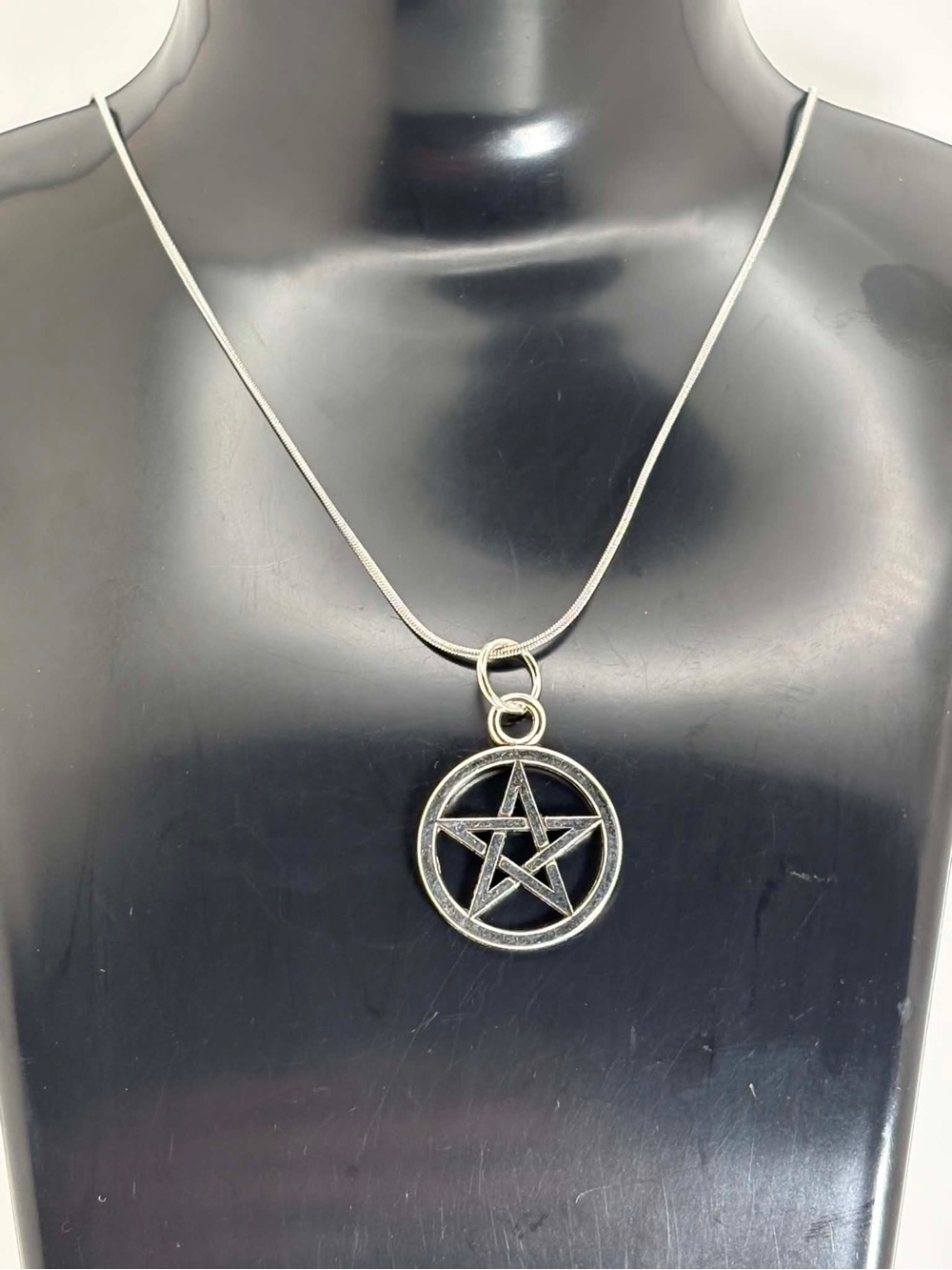 Silver Tone Pentacle Necklace on Stainless Steel Chain